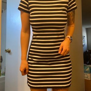 Express Navy Blue and White Striped Dress. Size 4.